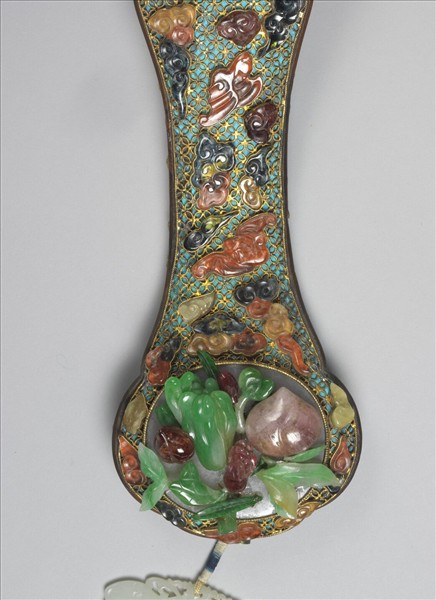 紅木鑲寶石如意