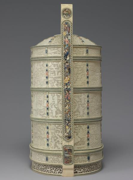 象牙雕四層透花提食盒