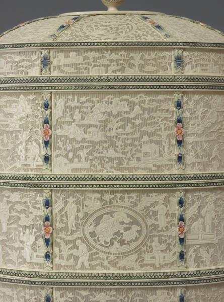 象牙雕四層透花提食盒