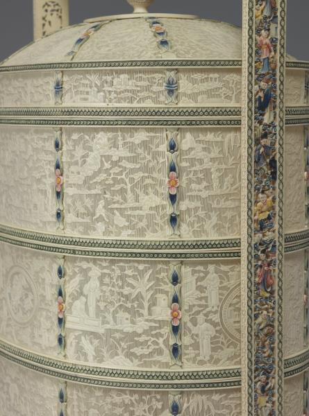 象牙雕四層透花提食盒