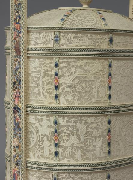 象牙雕四層透花提食盒