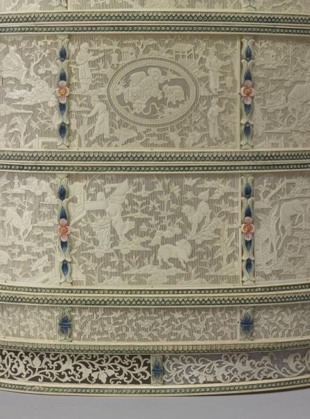 象牙雕四層透花提食盒