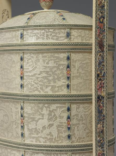 象牙雕四層透花提食盒