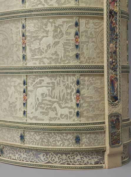 象牙雕四層透花提食盒