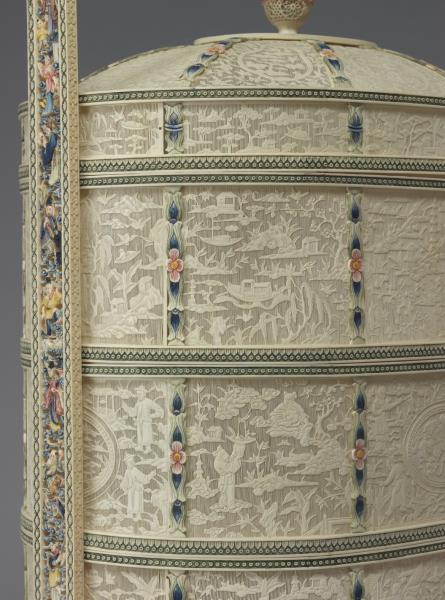 象牙雕四層透花提食盒