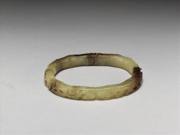 玉靈芝紋竹節式鐲