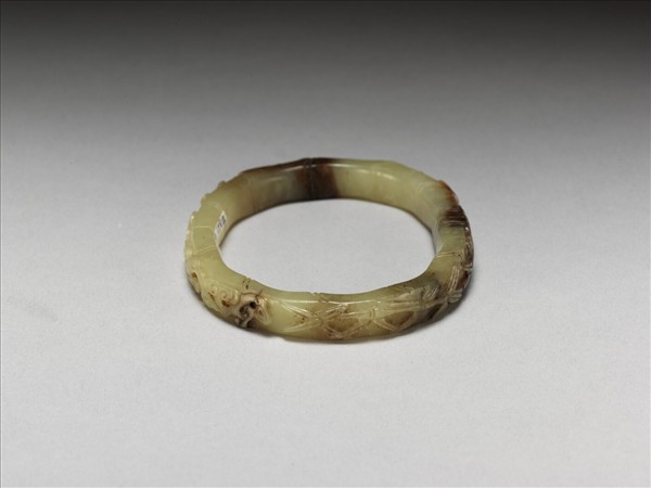 玉靈芝紋竹節式鐲