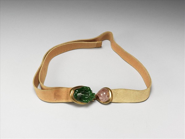 銅鍍金嵌翠玉碧璽帶扣腰帶