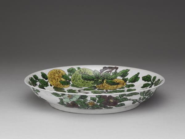 素三彩三多花果紋盤