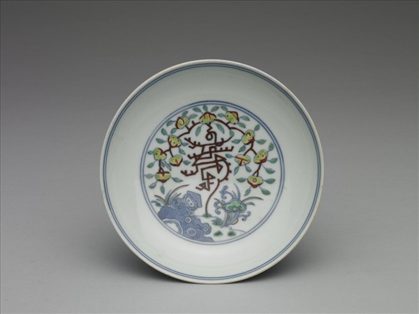 五彩福壽紋盤