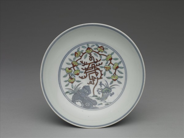 五彩福壽紋盤
