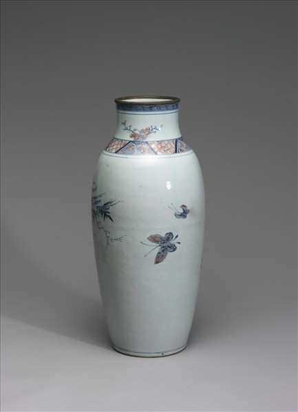 青花釉裡紅花鳥紋瓶