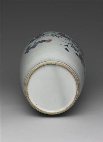 青花釉裡紅花鳥紋瓶