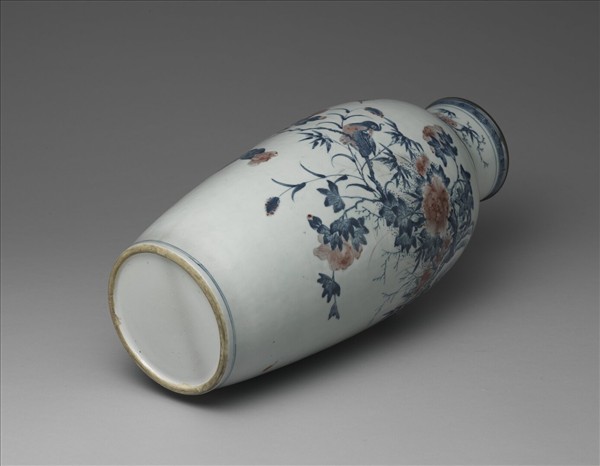 青花釉裡紅花鳥紋瓶