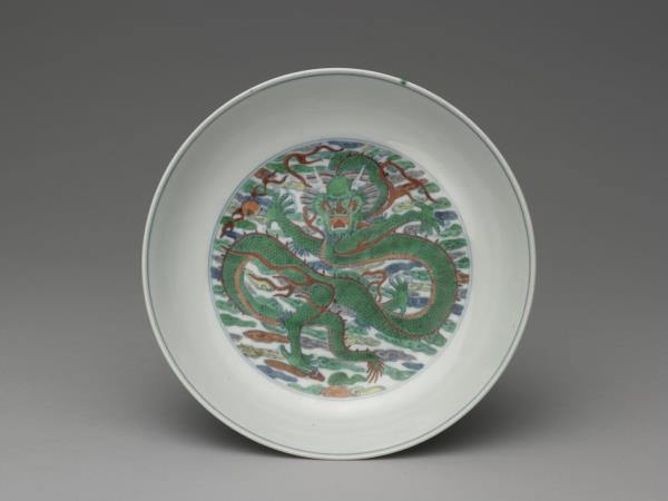 青花五彩龍鳳紋盤
