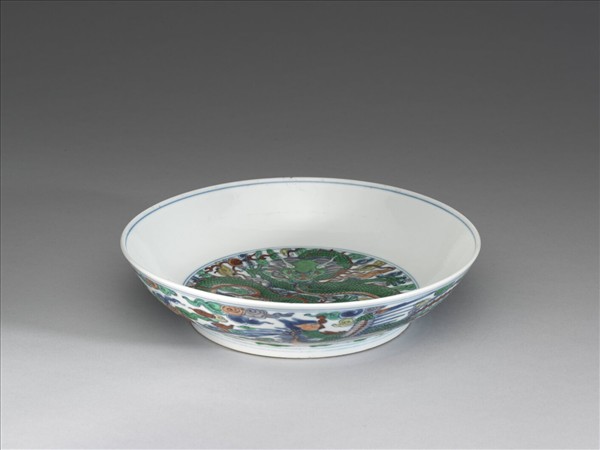 青花五彩龍鳳紋盤