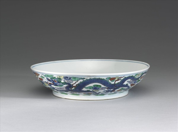 青花五彩龍鳳紋盤