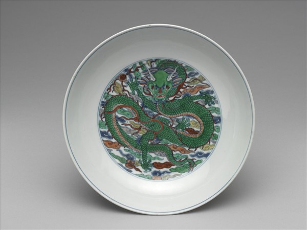青花五彩龍鳳紋盤