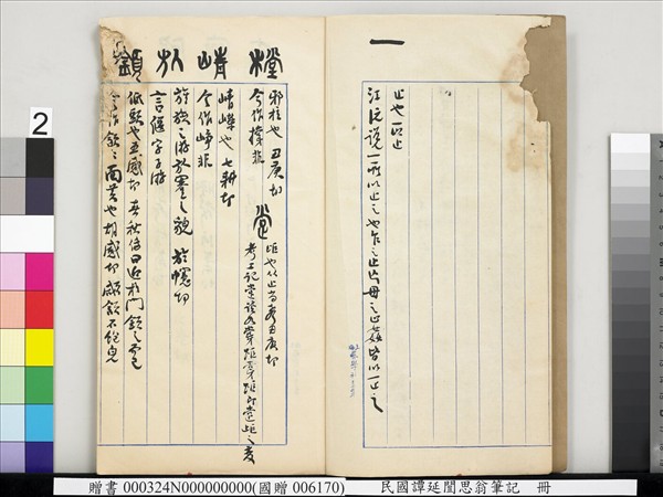 民國譚延闓思翁筆記　冊