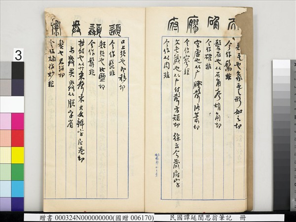 民國譚延闓思翁筆記　冊