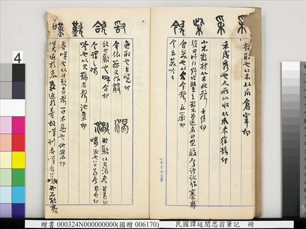 民國譚延闓思翁筆記　冊