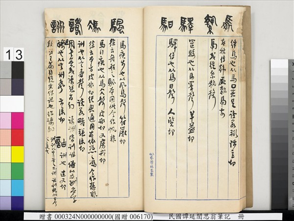 民國譚延闓思翁筆記　冊