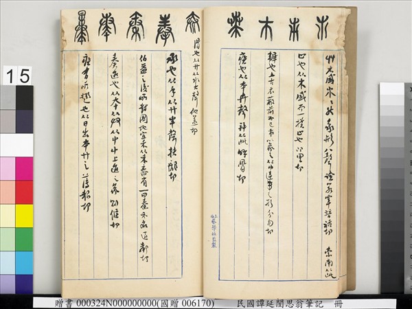 民國譚延闓思翁筆記　冊