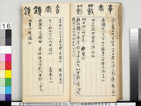 民國譚延闓思翁筆記　冊