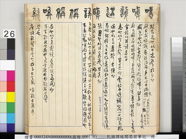 民國譚延闓思翁筆記　冊