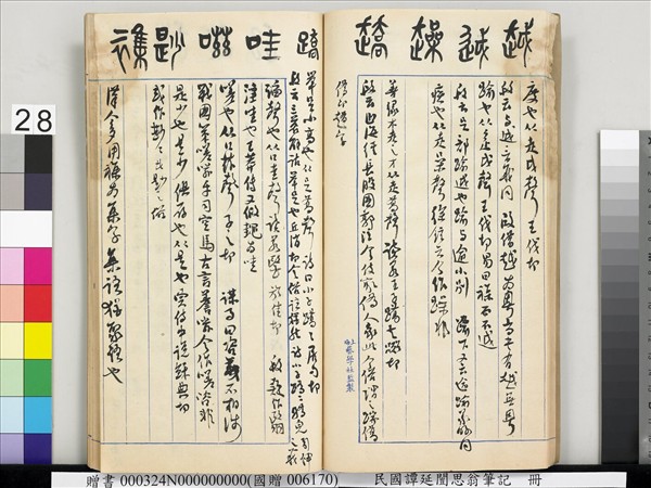 民國譚延闓思翁筆記　冊