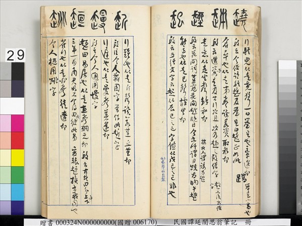 民國譚延闓思翁筆記　冊