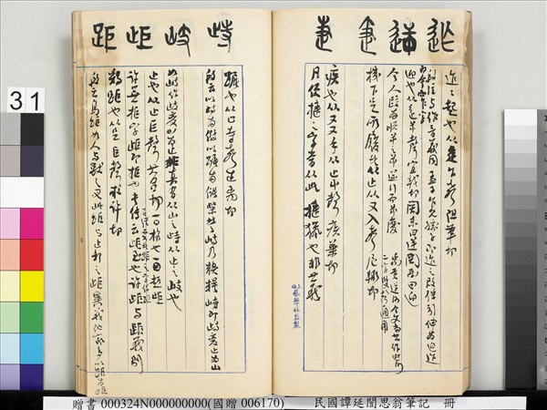 民國譚延闓思翁筆記　冊