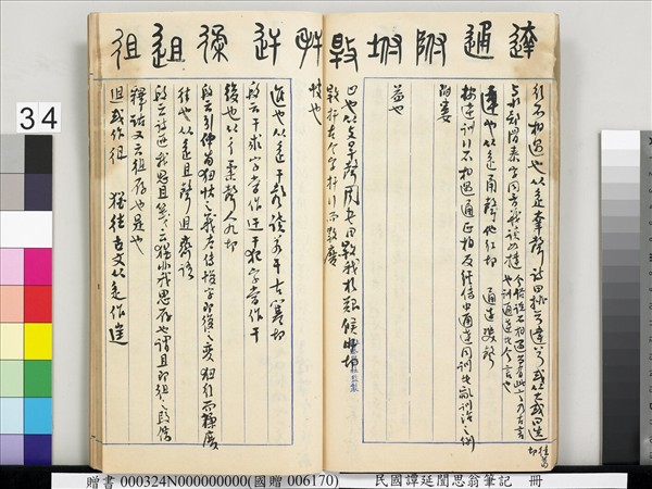 民國譚延闓思翁筆記　冊