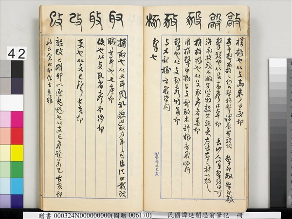 民國譚延闓思翁筆記　冊