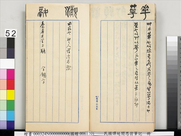 民國譚延闓思翁筆記　冊