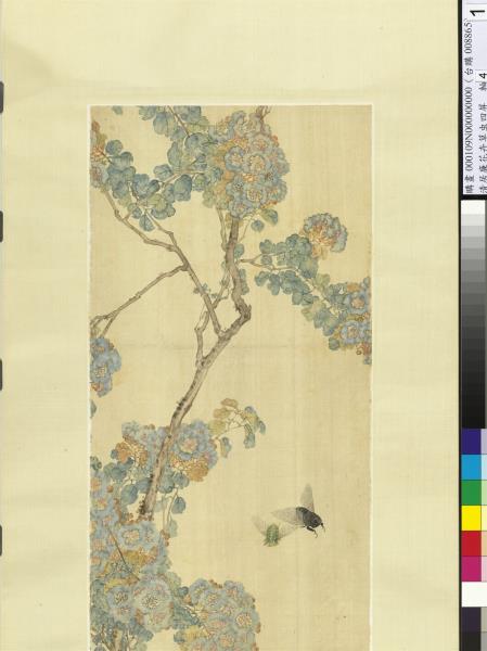 清居廉花卉草蟲四屏　軸　紫薇蟬