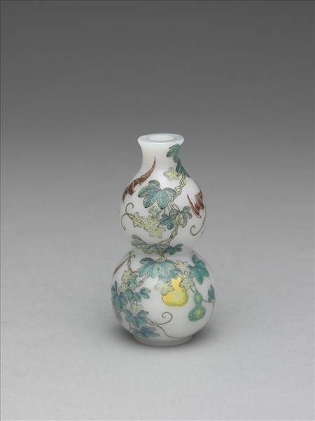 玻璃胎畫琺瑯福壽葫蘆瓶