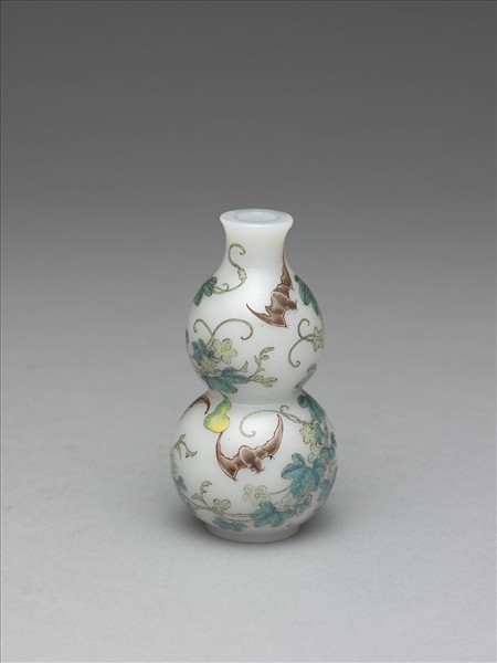 玻璃胎畫琺瑯福壽葫蘆瓶