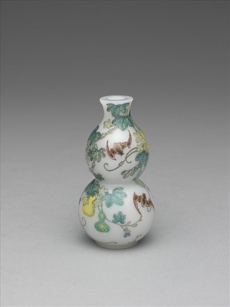 玻璃胎畫琺瑯福壽葫蘆瓶