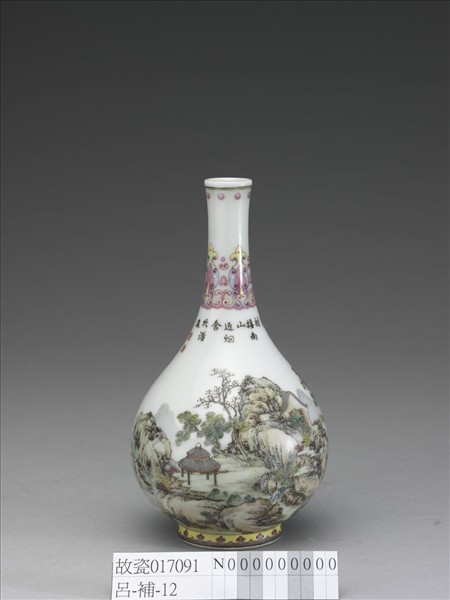 琺瑯彩山水樓閣膽瓶