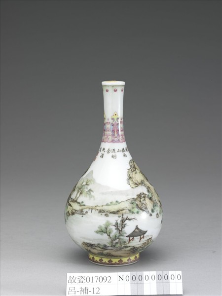 琺瑯彩山水樓閣膽瓶