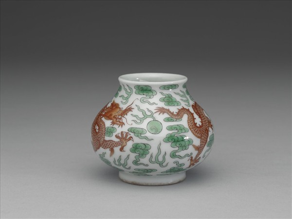 綠彩紅龍水盛及水匙