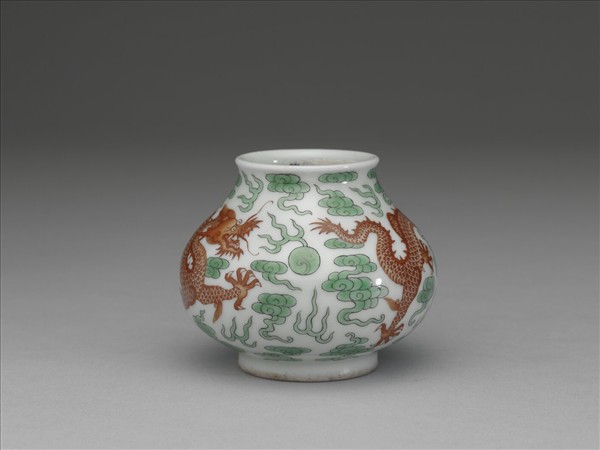 綠彩紅龍水盛及水匙