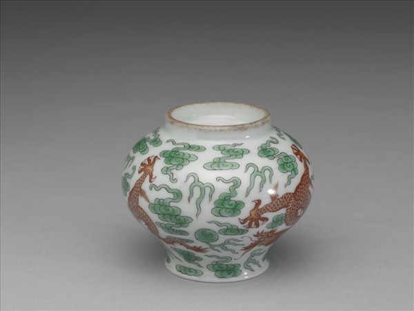 綠彩紅龍水盛及水匙