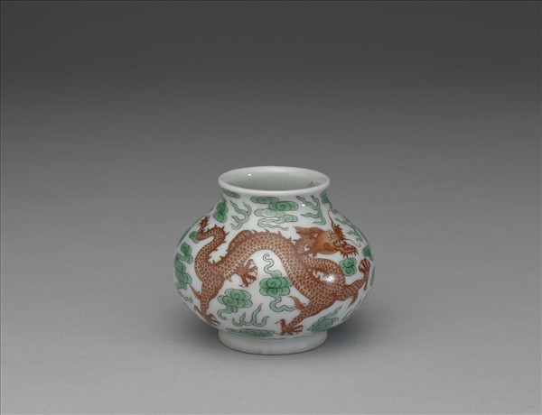 綠彩紅龍水盛及水匙