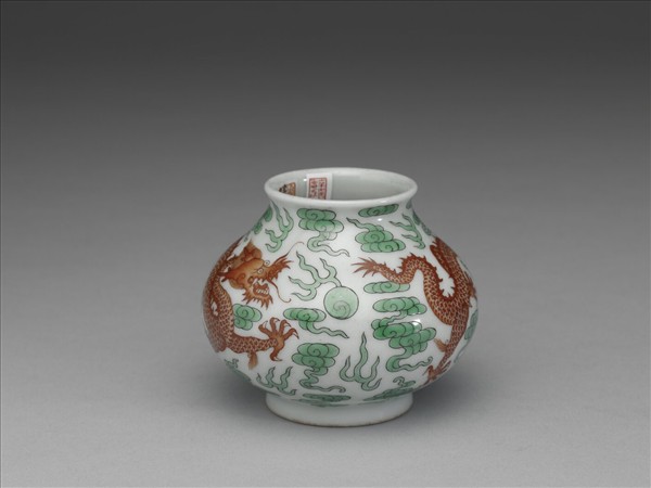 綠彩紅龍水盛及水匙