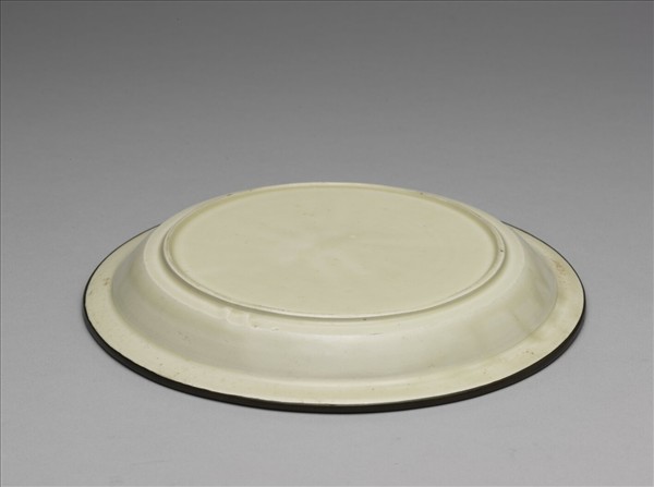 定窯 印花孔雀牡丹盤