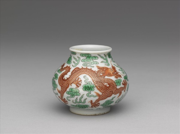 綠彩紅龍水盛及水匙