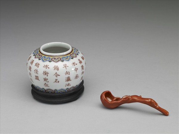 五彩詩意水盛及水匙