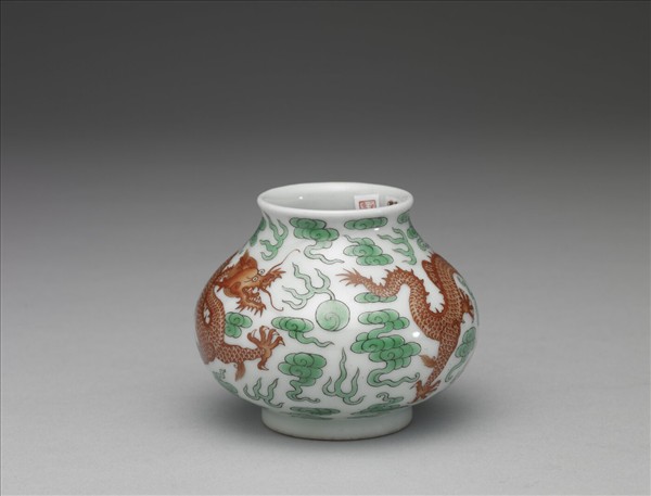 綠彩紅龍水盛及水匙